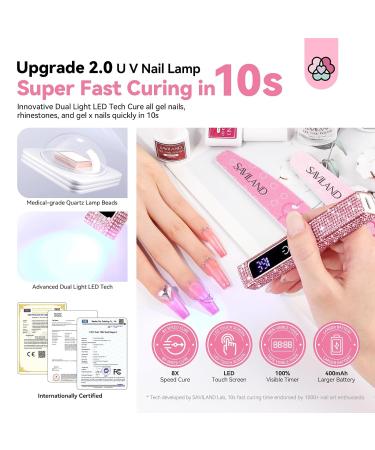 SAVILAND Glitter UV Light for Gel Nails - 2024 12W Handheld UV Nail Lamp with LCD Screen 8X-Faster Cure Touch Screen & Cordless | Perfect for Home & Salon Use - Buy Online on GoSupps.com