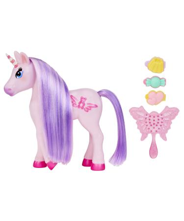 MGA Dream Bella Small Candy unicorn - Lavender - Gummy Board Motive - Purple Mini -Inhorn with 3 perfumed candy hair clips long mane brush & scratch 'n Sniff label - from 3 years