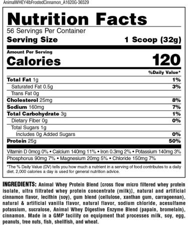Animal Whey Isolate Protein Powder - Post-Workout Recovery, Low Sugar, Highly Digestible - Frosted Cinnamon Bun - 4lb - Buy Online on GoSupps.com
