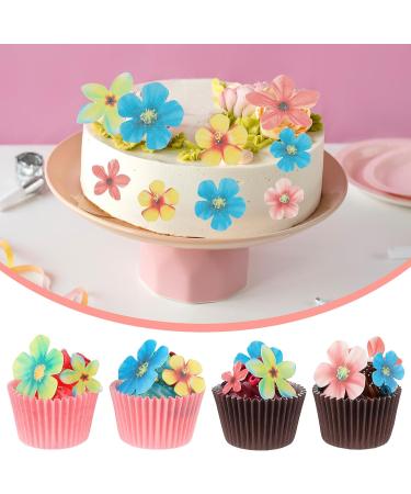 35 Pcs Edible Flowers Cake Decorations Wafer Paper Flower Cupcake Toppers for Decorating Edible Flower Cake Topper Colorful Rice Paper Cake Food Decoration for Wedding Birthday Baby Shower Party - Buy Online on GoSupps.com