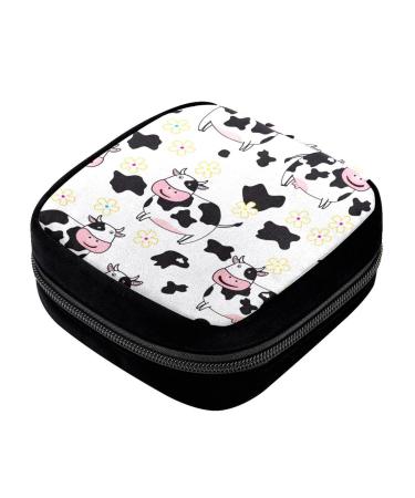GIAPB Period Bag Sanitary Napkin Storage Bag Pad Holder for Period Makeup Pouch Cows and Flowers Seamless Color4867