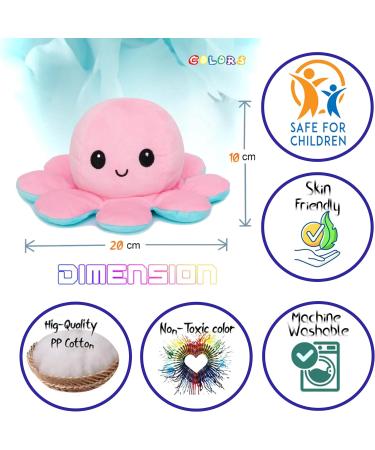 COLORS Giant Reversible Octopus Plush - Happy & Sad Moody Octopus Stuffed Toy 20cm - Flip Octopus UK Emotion Teddy (Rainbow) - Buy Online on GoSupps.com