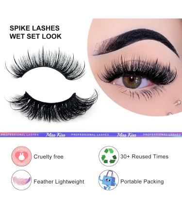 Miss Kiss Spikes Lashes - Natural Look Cat Eye & Wispy Faux Mink Eyelashes | Classic 14MM Extensions | Sassy Spiky Lash Set - Buy Online on GoSupps.com