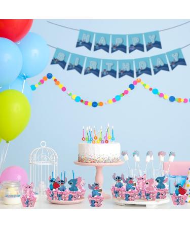 Pink Stitch Cake Cupcake and Wrappers Paper Wraps Decoration Supplies Stitch Cupcake Topper for Kids Birthday Party (Pink) - Buy Online on GoSupps.com