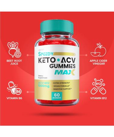 Speedy Keto ACV Gummies - Maximum Strength 1000mg Vegan Formula (60 Gummies) - Buy Online on GoSupps.com