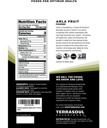 Terrasoul Superfoods Organic Amla Berry Powder (Amalaki) 2 Lbs - Antioxidant Vitamin C | Immunity Support - Buy Online on GoSupps.com