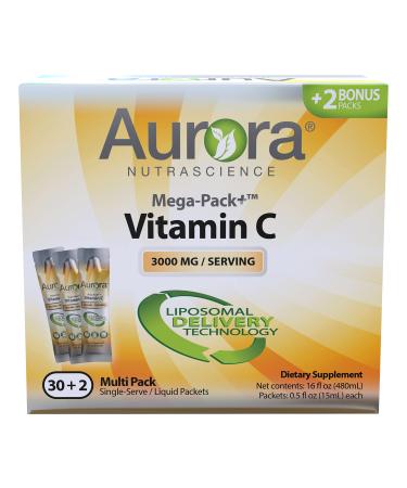 Aurora Nutrascience Mega-Liposomal Vitamin C 3000 mg 32 Single-Serve Liquid Packets 0.5 fl oz (15 ml) Each - Buy Online on GoSupps.com