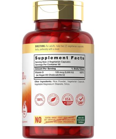 Carlyle Vitamin D3 5000 IU 180 Capsules - Vegetarian Non-GMO & Gluten Free Formula - Buy Online on GoSupps.com