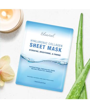 Ebanel Collagen Peptide Hydrating Face Masks - Brightening & Firming Anti-Aging Sheet Masks with Hyaluronic Acid, Vitamin C, Chamomile, Aloe - 10 Pack - Buy Online on GoSupps.com