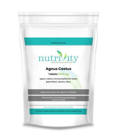 Agnus Castus 1000mg Vegan Tablets Menopause Premenstrual Syndrome PSM Insomnia Supplement by Nutrivity (60)