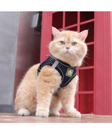 Femax Adjustable Dog Harness with Leash for Small/Medium Dogs & Cats - No Pull Reflective Vest - Breathable Mesh for Puppies (XS Chest 26-29cm) - Navy Blue - Buy Online on GoSupps.com