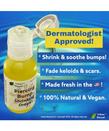 Urban ReLeaf Piercing Bump Shrinking Drops - 100% Natural Aftercare Liquid with Essential Oils for Scars, Nodules, Cartilage, Nose, and Ear Spots - Buy Online on GoSupps.com