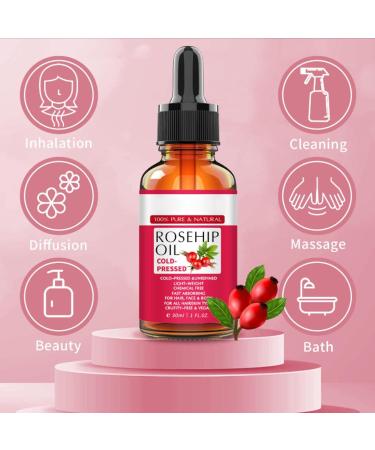 Rosehip Oil for Face 30ml - 100% Pure Organic Cold-Pressed Rose Hip Oil for Skin Body and Hair Natural Rosehip Seed Oil Nourishes and Hydrates for All Skin Types - Buy Online on GoSupps.com