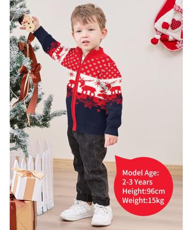 Kids Christmas Reindeer Sweater Cardigan | Boys Winter Knit Jumper 18-24 Months Navy Blue - Buy Online on GoSupps.com