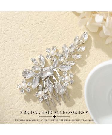 Unicra Silver Bride Wedding Hair Comb - Sparkly Rhinestone Headpiece for Women and Girls - Buy Online on GoSupps.com