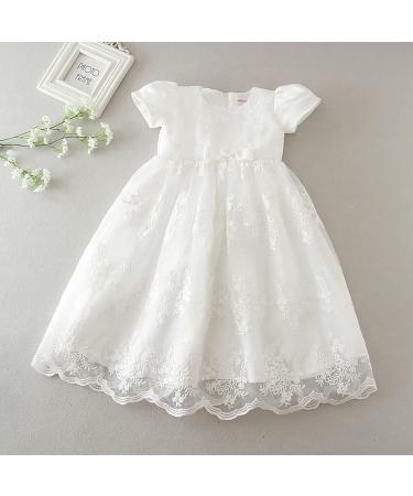 Leideur Baby Long Christening Gown | White Baptism Dress for Girls 6-9 Months - Buy Online on GoSupps.com