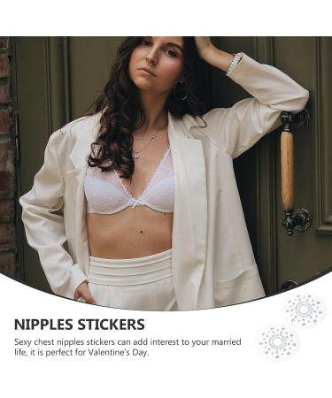 Glitter Rhinestone Nipple Covers Stickers - Reusable Sequins Pasties for Women - White - Buy Online on GoSupps.com