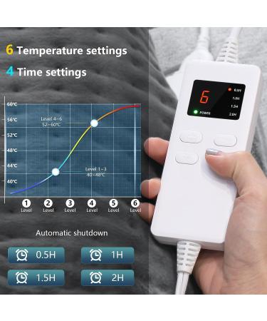 2023 XL Heating Pad 12x48 Electric Heat Pad for Back Pain Relief - 6 Heat Settings, 4 Timer Settings, Auto Off - Ultra-Soft Heat Pad in Gray - Buy Online on GoSupps.com