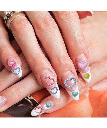 400PCS Multicolor Hollow Heart Nail Charms - 3D Nail Art Pearls for DIY Nail Accessories - Buy Online on GoSupps.com
