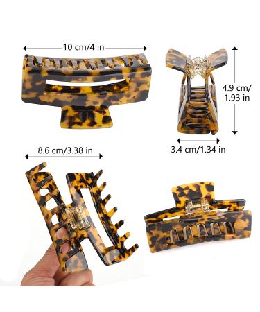 4 PCS Large Hair Claw Clips - 4 inch Tortoise Rectangle Hair Clamp for Women | Non-slip Acetate Material | Suitable for Thin & Thick Hair | Great Holiday Gift - Buy Online on GoSupps.com