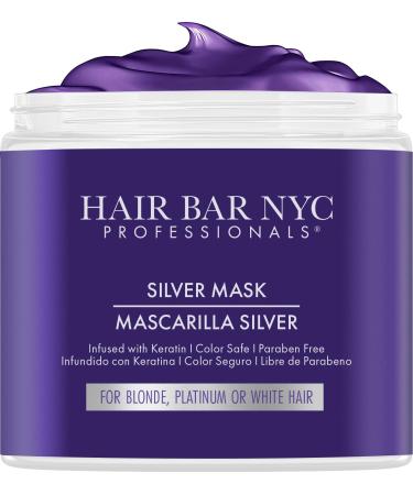 Hair Bar NYC Silver Mask 16.9oz / 500ml - Purple Hair Mask Toner is a Triple Power Toning Mask for Blonde Hair  Silver Hair & Platinum Hair  Infused with Keratin & Biotin