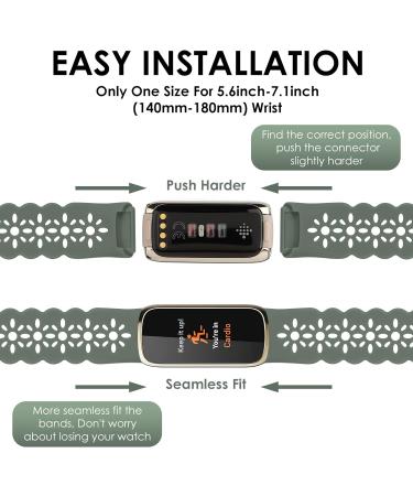 3-Pack Slim Lace Sport Bands for Fitbit Luxe - Soft Silicone Hollow-Out Replacement Wristbands for Women - Breathable and Stylish - Compatible with Fitbit Luxe Fitness Smart Watch - D-Black/Stone Gray/Green - Fits 5.6-7.1 Wrists - Buy Online on GoSupps.com