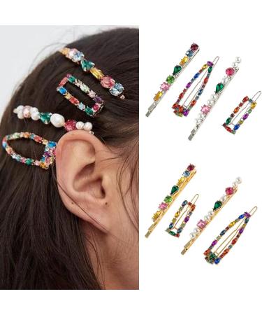 4 Pcs Glitter Hair Clips Crystal Hairpins Duckbill Sweet Hair Barrettes Fashion Hair Accessory Holiday Gifts Hair Barrettes Crystal Side Clip - Buy Online on GoSupps.com