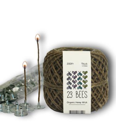 candle wick roll, rapuda 200 ft 24 ply braided wick spool, 2 pcs metal  candle wick holders,100 pcs metal sustainer tabs, 60 p