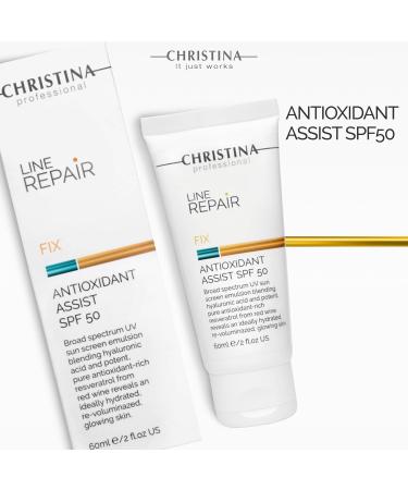 Buy Christina Line Repair Fix Antioxidant SPF 50 Sunscreen - 60 ml | Broad Spectrum UVA/UVB Protection with Hyaluronic Acid & Resveratrol - Shop Internationally - Buy Online on GoSupps.com