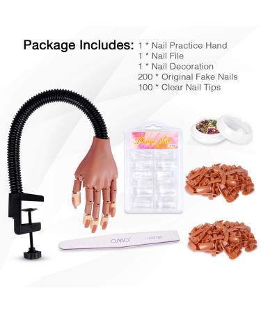 Nail Practice Hand for Acrylic Nails - HoMove Flexible Movable Mannequin Hand with 300 PCS False Nail Tips - DIY Manicure Starter Kit (Brown) - Buy Online on GoSupps.com