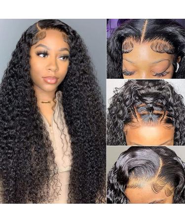 26Inch Curly HD Lace Front Wigs Human Hair 180 Density Curly Wigs for Black Women Human Hair Glueless Curly Wigs Human Hair Pre Plucked 13x4 HD Transparent Deep Wave Lace Front Wigs Human Hair 10A Deep Wave Curly Frontal...
