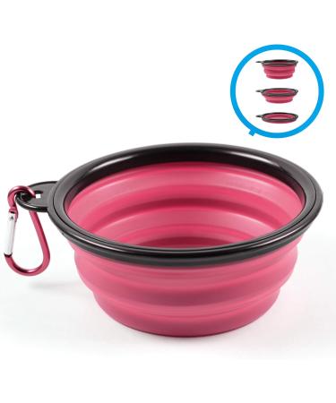 Buy PhoneNatic 60014768 Foldable Silicone Dog Bowl - XL Pink Travel Bowl for Dogs & Cats with Carabiner - 1000 ml - Buy Online on GoSupps.com