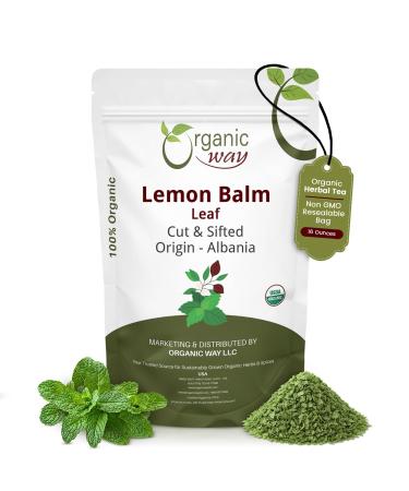 Organic Way Lemon Balm Leaf Cut & Sifted (Melissa officinalis) - Herbal Tea | Organic & Kosher Certified | Vegan | Raw Non GMO & Gluten Free | USDA Certified | Origin - Albania (16 Oz (Pack of 1))