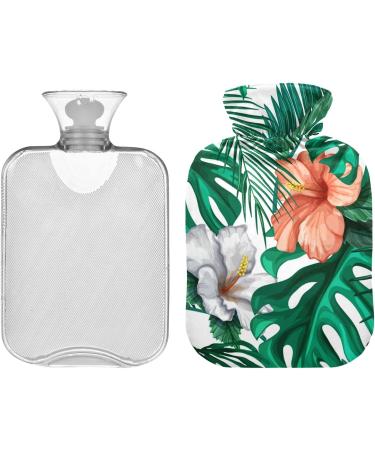NAANLE Hot Water Bottle with Cover - Watercolor Palm Leaf & Flower Design | 1L for Menstrual Cramps Pain Relief & Heat Therapy - Buy Online on GoSupps.com
