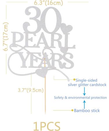 30 Pearl Years Cake Topper - Happy 30th Anniversary Wedding Cake Topper Silver 30 Pearl Years Anniversary Party Decorations 30 Pearl Years-silver - Buy Online on GoSupps.com
