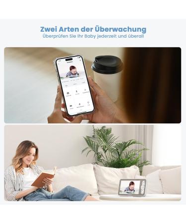 eegeek 2K Babyphone with Camera - 5 WLAN Video Monitor PTZ 355 Night Vision Motion & Noise Detection App Control - Buy Online on GoSupps.com