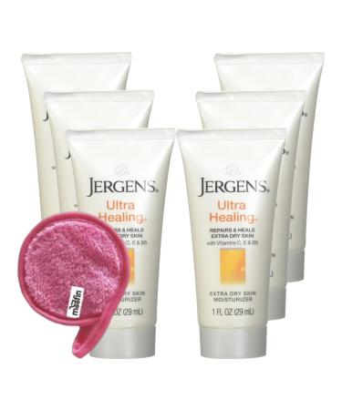 Ultra Healing Lotion 1 Oz - Lightweight Moisturizing Lotion For Dry Skin Includes Makeup Cleansing Cloth Body Lotion With Vitamins C E B5 & Hydralucence Blend Pack Of 6