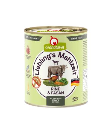 Granatapet Liebling's meal beef & pheasant wet food for dogs dog food without grain & without sugar additives single feed 6 x 800 g beef & fasan 800 g (6 Pack)