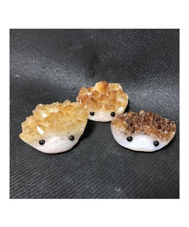 Stone Crafts Natural Citrine Quartz Hedgehog Crystal Gemstone Flower Metaphysical raw Stone for Decoration Stone Crystal Reiki