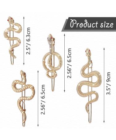 Noverlife 4PCS Metal Snake Hair Clips - Vintage Alloy Barrettes Set for Women Girls (Gold) - Buy Online on GoSupps.com