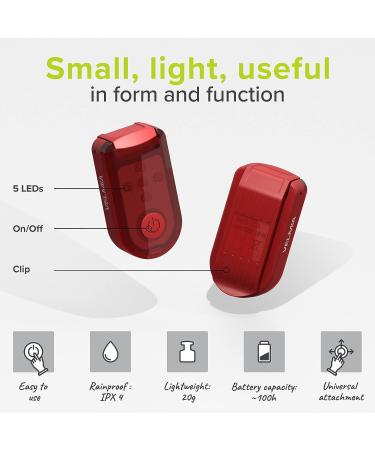 VELMIA Running Lights (2 Pack) Clip On Strobe Reflective Gear for Runners, Dogs, Bikes LED Safety Lights in Ruby Red - Buy Online on GoSupps.com