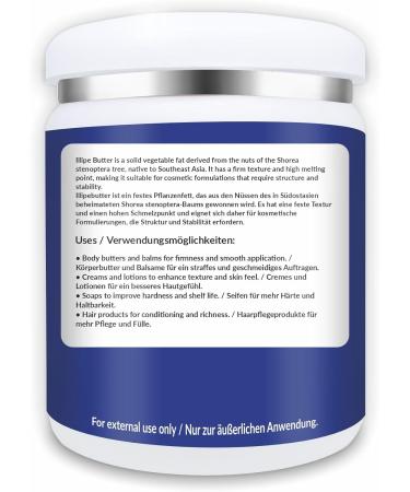 Illipe Butter | Kosmetische Qualit t | Langanhaltende Feuchtigkeit f r Haut und Haar | Perfekt f r Balsame Lotionen Seifen und Haarmasken | DIY-Formulierungen 500 g - Buy Online on GoSupps.com