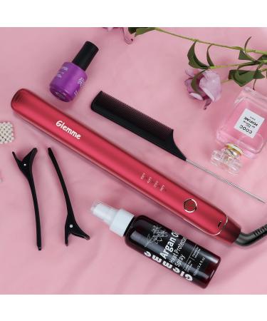 Professional Salon Hair Straightener & Heat Protector - 2 in 1 Tourmaline Ceramic Flat Iron for All Hair Types - Adjustable Temperature High Heat - Pink - Buy Online on GoSupps.com