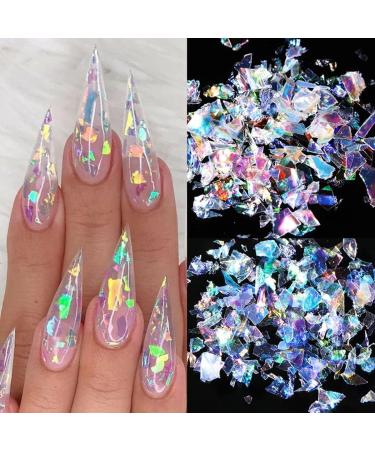 12 Grids Mermaid Nail Art Glitter 3D Holographic Foil Flakes - Iridescent Sequins for Women & Girls DIY Manicure Decor - Buy Online on GoSupps.com