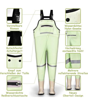 Buy Ieilulu Children's Fishing Waders - Waterproof Adjustable Straps Breast Pocket Slipproof Boots - Perfect for Adolescent Kids - Size 29 Green - Buy Online on GoSupps.com