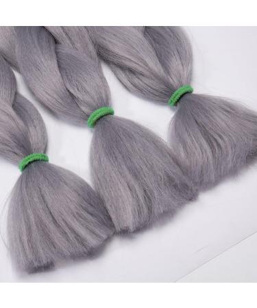 24" Hair Braid Braiding Hair Extension Synthetic Crochet One Piece 100g Heat-Resistant - Grey - Buy Online on GoSupps.com