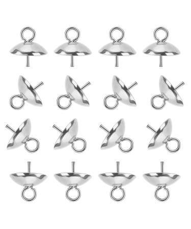 UNICRAFTALE 60pcs 8mm Stainless Steel Cup Pearl Peg Bails Pin Pendants  Small Screw Eye Pins Clasps Hooks 0.7mm Pin Eye Screws for Half Drilled  Beads Jewelry Earring Making, Stainless Steel Color 8mm