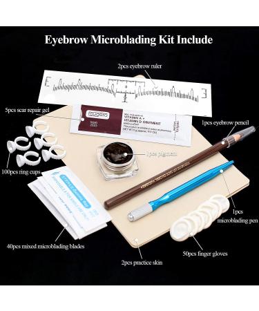 Fenshine Eyebrow Microblading Kit: Permanent Tattoo Practice Set with Needling Pen, Blades, Pigment, Practice Skin, Ruler, Repair Gel, Gloves & More - 102 Piece Set - Buy Online on GoSupps.com