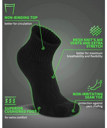 LIN Diabetic Socks 12 Pack | Extra Wide Non Binding for Men & Women | Black and White 13-15 - Buy Online on GoSupps.com