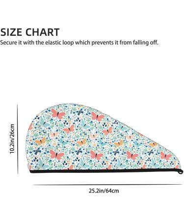 Hair Towel Wrap with Button - Quick Drying Towel Turban for Effortless Hair Care (Butterflies Design - Buy Online on GoSupps.com